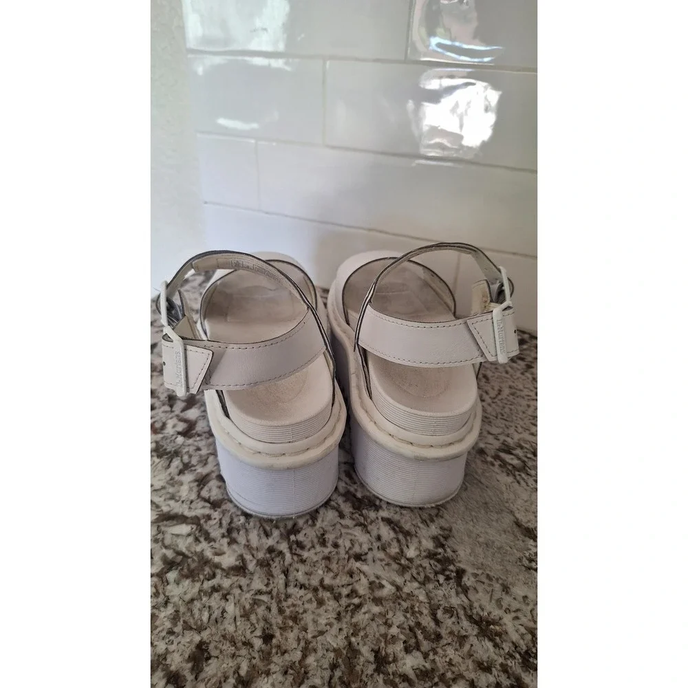 Dr. Martens Voss Quad White Leather Platform Sandals Womens 5 Chunky Buckle